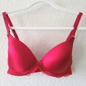 Wacoal Luscious Lace Push Up Bra Red Sz 36B Padded Underwired Discontinued